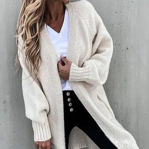 Hekka Women's Cardigan Sweater Jumper Knitted Solid Color